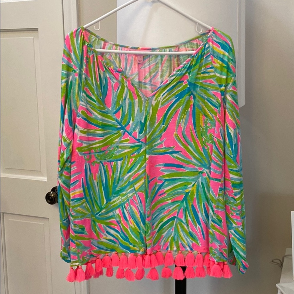Lilly Pulitzer Long sleeve tassel V Neck